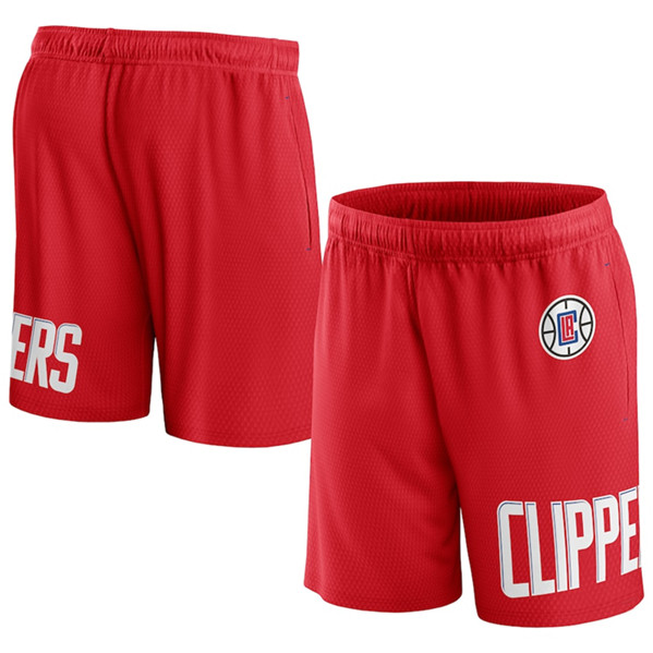 Men's Los Angeles Clippers Red Free Throw Mesh Shorts - Click Image to Close